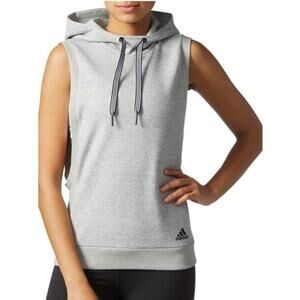 Adidas Women Athletic Gray Sleeveless Hoodie Size Medium